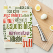 Motivatie woorden #4 positieve waarden theedoek (Quarter Fold)