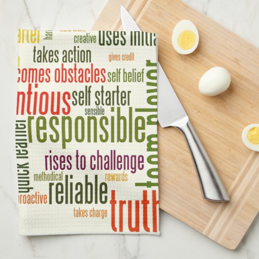 Motivatie woorden #4 positieve waarden theedoek (Quarter Fold)