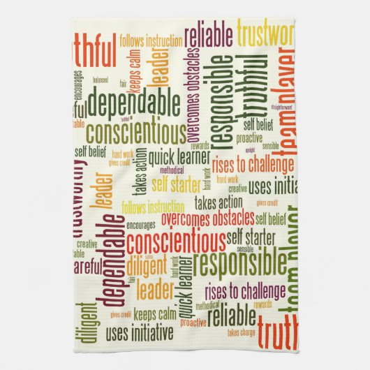 Motivatie woorden #4 positieve waarden theedoek (Verticaal)