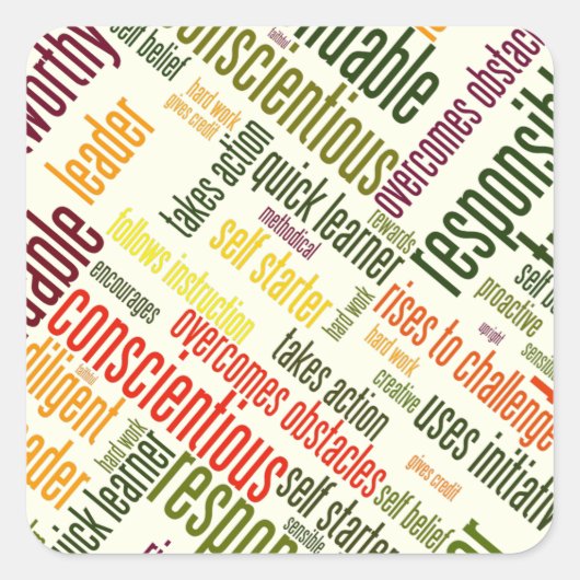 Motivatie woorden bevorderen positieve resultaten vierkante sticker (Voorkant)