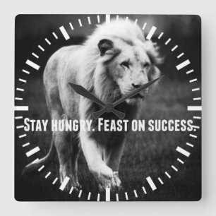 Motivatie woorden - Blijf hongerig, Fest on Succes Vierkante Klok