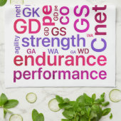 Motivatie woorden en posities netball theedoek (Gevouwen)