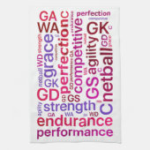 Motivatie woorden en posities netball theedoek (Verticaal)