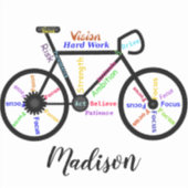 Motivatie woorden, fietsen, fietsen, fietskunst sticker (Voorkant)