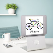 Motivatie woorden, fietsen, fietsen, fietskunst sticker (Laptop op bureau)