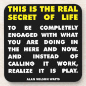 Motivatie woorden - Geheime tijd - Alan Watts Bier Onderzetter (Voorkant)