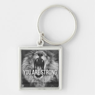 Motivatie woorden - je bent sterk sleutelhanger