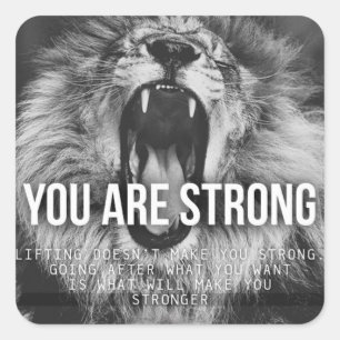 Motivatie woorden - je bent sterk vierkante sticker