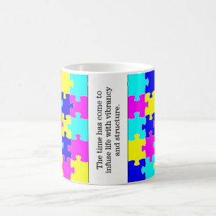 Motivatie Woorden & Kleurrijke Jigsaw Puzzel Stukk Koffiemok