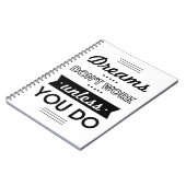 Motivatie woorden over dromen en werken notitieboek (Linkerzijde)