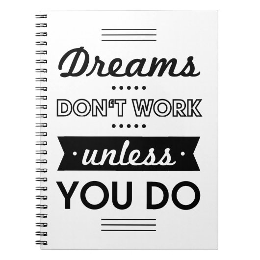 Motivatie woorden over dromen en werken notitieboek (Voorkant)