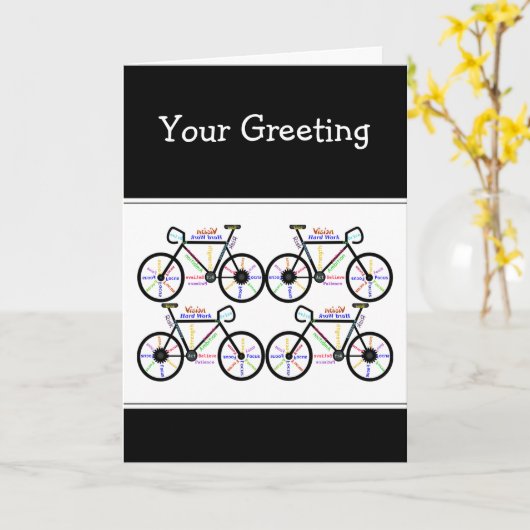 Motivatie woorden over het fietsen van het Bmx-geb Kaart (Gele Bloem)
