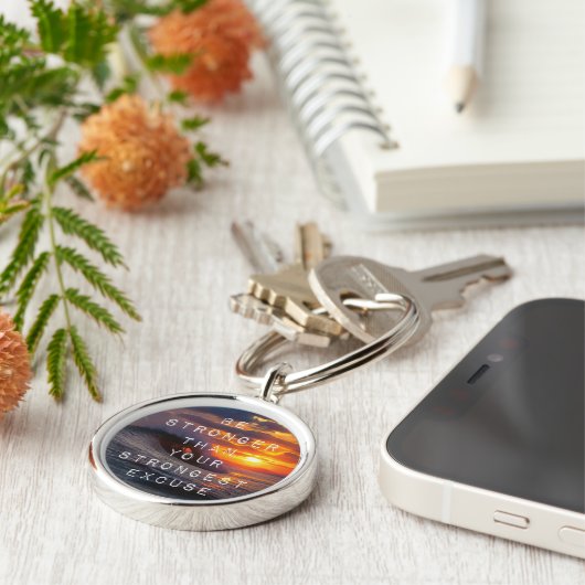 Motivatie woorden - Sterker dan je overschrijvinge Sleutelhanger (Zijkant)