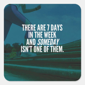 Motivatie woorden van de lopende oefening vierkante sticker