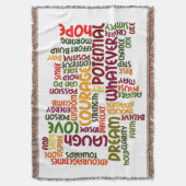 Motivatie woorden voor positieve aanmoediging deken (Voorkant Verticaal)