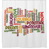 Motivatie woorden voor positieve aanmoediging douchegordijn (Voorkant)