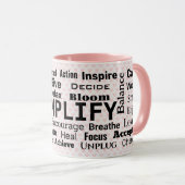 Motivatie woordwolk op roze harten mok (Voorkant rechts)