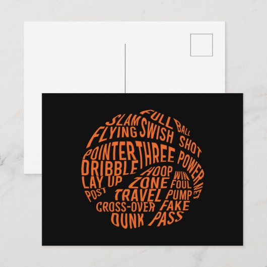 Motivatie Word Cloud Art Basketball Briefkaart (Voorkant / Achterkant)