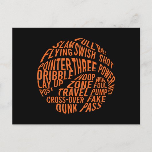 Motivatie Word Cloud Art Basketball Briefkaart (Voorkant)