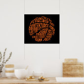 Motivatie Word Cloud Art Basketball Poster (Keuken)