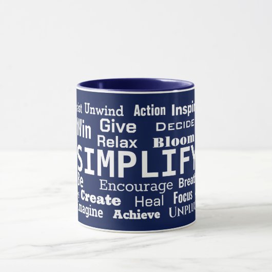 Motivatie Word Cloud op Navy Blue Mok (Midden)