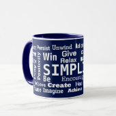 Motivatie Word Cloud op Navy Blue Mok (Voorkant links)