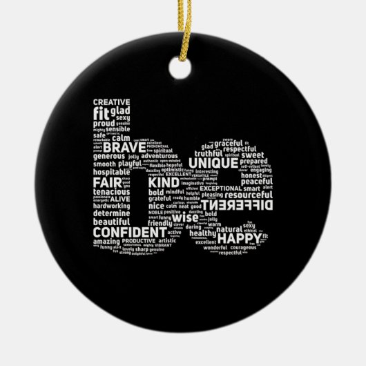 Motivatie Word Cloud Sierkussen Keramisch Ornament (Voorkant)
