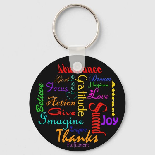 Motivatie Word Collage Sleutelhanger (Voorkant)