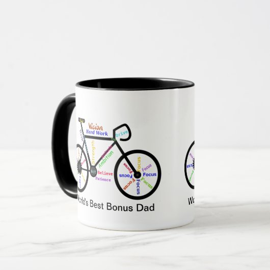 Motivatie Words Bike, Cycle Best Bonus Pap Mok (Voorkant links)