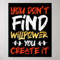 Motivatie Workout Willpower Quote Dumbbell Grap