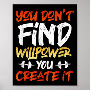 Motivatie Workout Willpower Quote Dumbbell Grap Poster