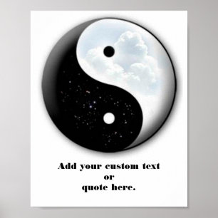 Motivatie yin & Yang-symboolsterren en wolken Poster