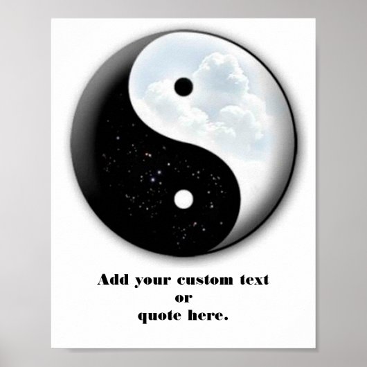 Motivatie yin & Yang-symboolsterren en wolken Poster (Voorkant)