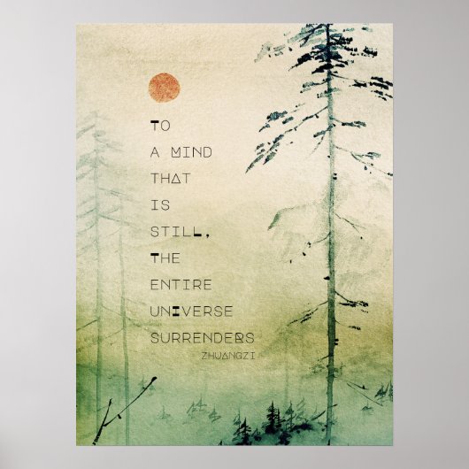 Motivatie Zen Quote Waterverf Landschap Poster (Voorkant)