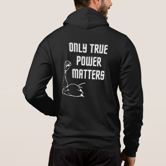 Motivatie zin met spierarm hoodie (Achterkant)