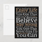 Motivatie zinnen WordArt Patroon Wit Zwart Feestdagenkaart (Voorkant / Achterkant)