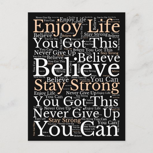 Motivatie zinnen WordArt Patroon Wit Zwart Feestdagenkaart (Voorkant)