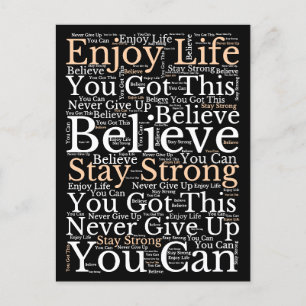 Motivatie zinnen WordArt Pattern White Black Feestdagenkaart