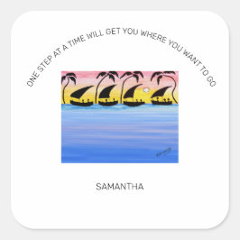 Motivatie, zonsondergang zeilen vierkante sticker