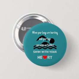 Motivatie zwemtocht met hart ronde button 5,7 cm