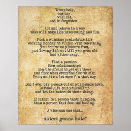 Motivatie Zyzz Quote over het leven Poster