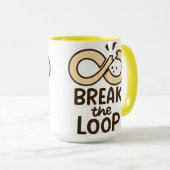 Motivatiebeker 'Break the Loop' Keramiek Mok (Voorkant rechts)