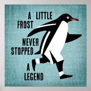 Motivatieposter met hardlopende pinguïn poster
