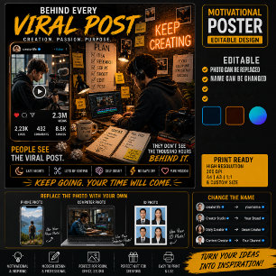 Motivatieposter voor contentmakers Bewerkbare fo Poster