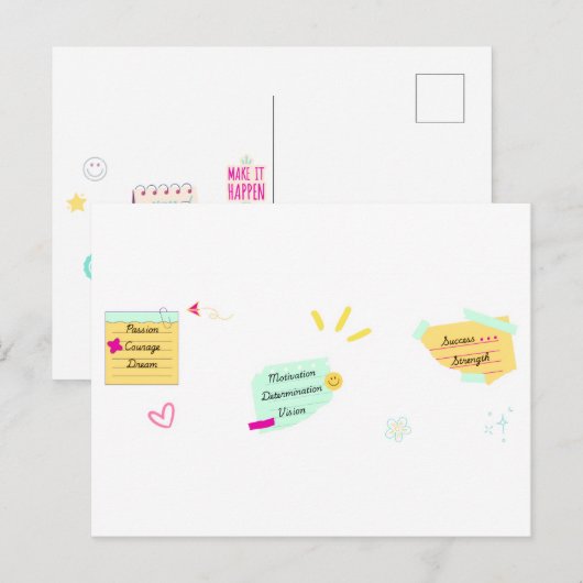 Motivation and positive vibes briefkaart (Voorkant / Achterkant)