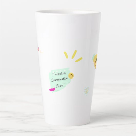 Motivation and positive vibes latte mok (Voorkant)