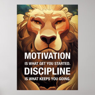 Motivation Discipline Lion Motivatie offertes Poster