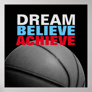 Motivation Dream Believe bereiken basketbal Poster