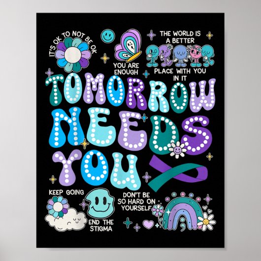 Motivation Ribbon Suicide Prevention Awarenes Wome Poster (Voorkant)