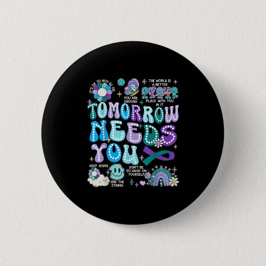Motivation Ribbon Suicide Prevention Awarenes Wome Ronde Button 5,7 Cm (Voorkant)